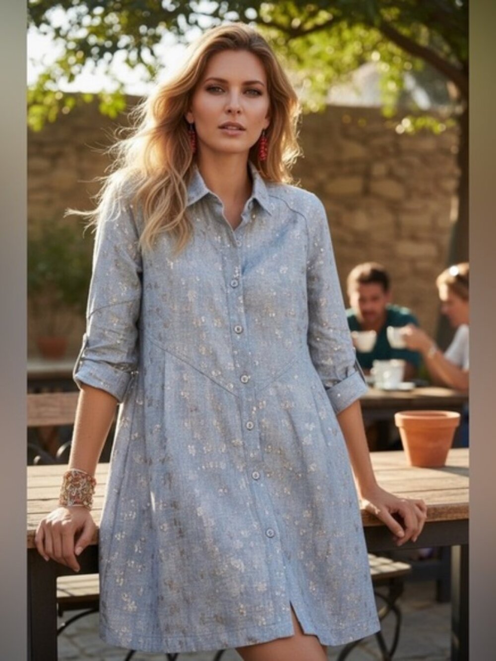 Blueb. XL Sequin Embellished Button-Up Shirt Dress